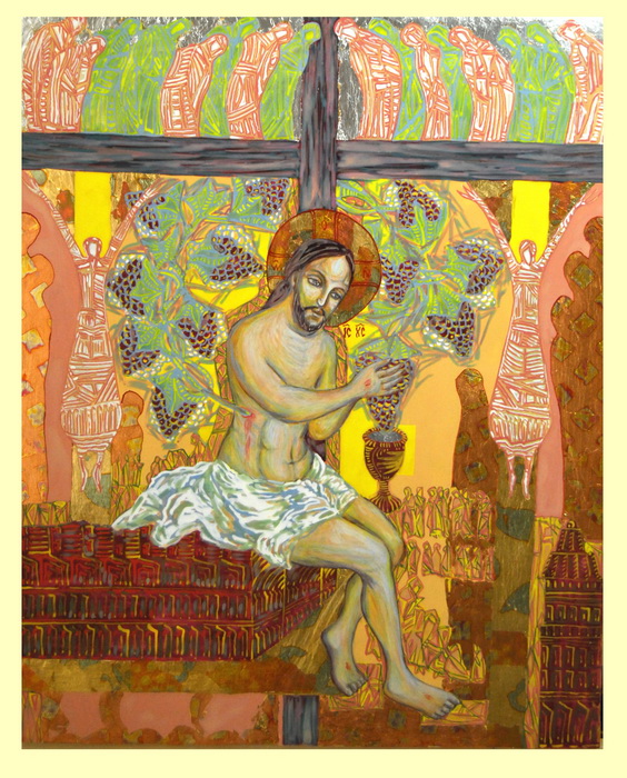 Христос Лоза Виноградна. Михайло Тимчук, 2011, дошка, левкас, темпера